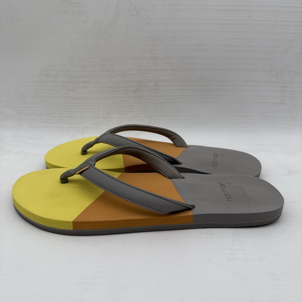 Hari Mari Women's Vegan Meadows Asana Light Gray Yellow Multi Flip Flops Size 8 - Picture 3 of 8